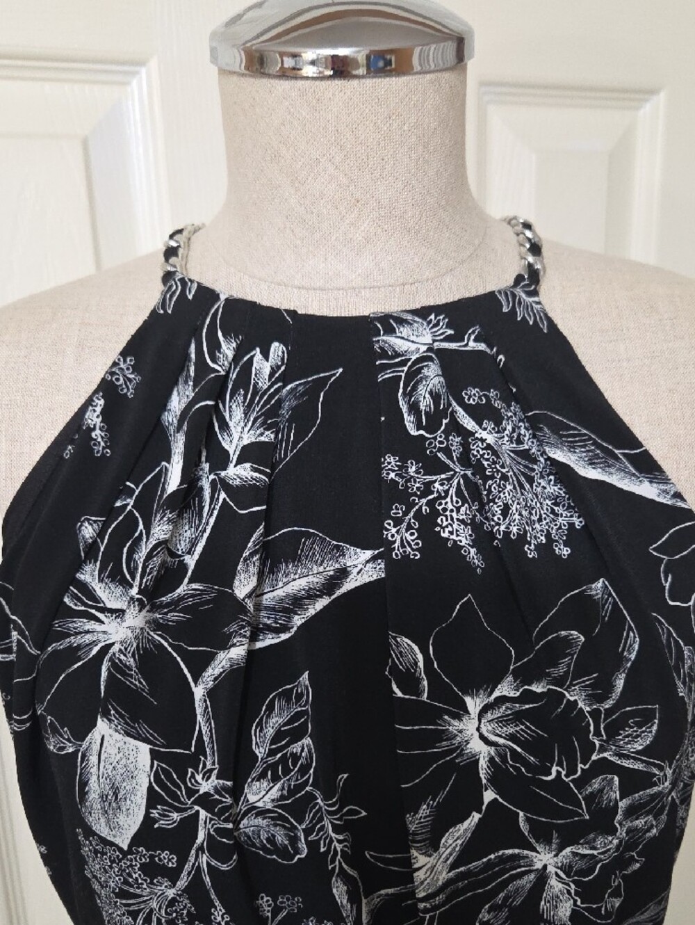 White House Black Market ,Black Floral Halter Maxi Dress - Picture 2 of 9